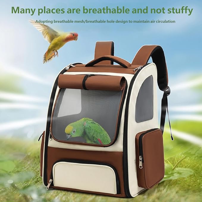 Small Bird Carriers Bag with Multiple Storage Pocket for Treats and Toy Easy to Carry Pet Transport Backpack Travel Bag