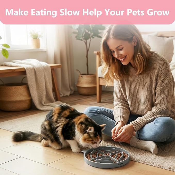 YINEYA 2 Pcs Silicone Slow Feeder Cat Bowl, Cat Slow Feeder for Food Training, Interactive Puzzle Bowls for Puppy, Kitten Dishes to Prevent Overeating, Treat Toys Suitable for Dry and Wet Food