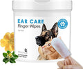 Mooncat Cat & Dog Ear Cleaner Wipes - Gentle Finger Wipes for Ear Infection, Mites, Wax & Odor - Easy & Soothing Itch Relief Cleaning Solution for Sensitive Ears - 40 Finger Wipes