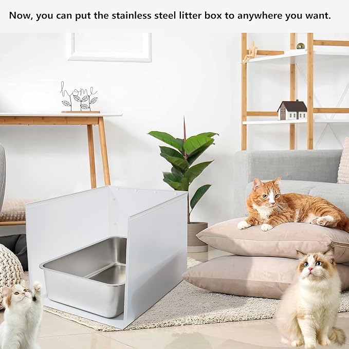 1Pc Large Cat Litter Box Enclosure, Pee Shields High Side Litter Box Enclosure, Cat Litter Box Splash Guard, Cat Box Enclosure with Shield
