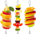 3 Pcs Bird Cage Food Holder Parrot, Stainless Steel Parrot Fruit Vegetable Stick Holders, Bird Food Treats Skewer, Birds Cage Feeder Foraging Toy Hanging Rodent Toy for Parakeet Budgie Macaw