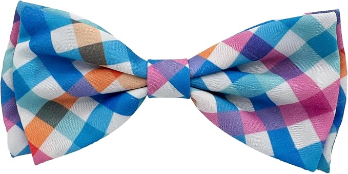 Huxley & Kent Pet Bow Tie for Dogs & Cats - Adjustable Hook & Loop Collar Accessory - Cute & Comfortable for Holidays & Celebrations - Blue/Green Check, Large