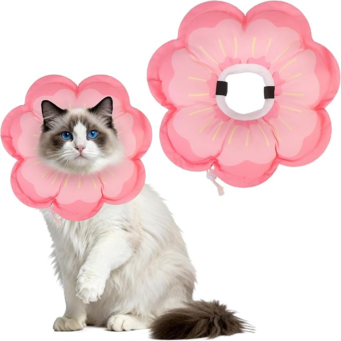 EXPAWLORER Cat Cone Collar Soft, Cat E Collar Recovery After Surgery to Stop Licking, Adjustable Waterproof Cute Neck Elizabethan Pet Kitten Puppy Donut Pillow for Cats Puppy Wound Healing, PinkM