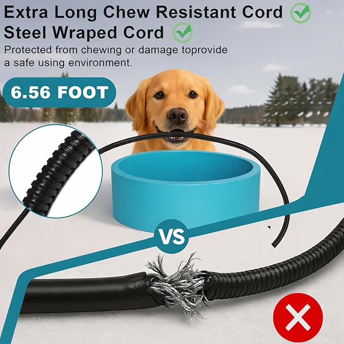Large Heated Water Bowl for Dog & Cat, Outdoor Heated Dog Bowl with Chew Resistant Power Cord, Waterproof Heated Pet Bowl Smart Thermal-Dish in Winter for Dog Cat Chicken Birds, 108 OZ UL Certified