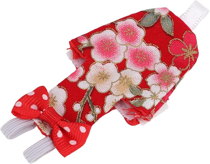 Bird Clothes, Washable Red Cherry Blossoms Cotton Bird Diaper With Elastic Band Waterproof Liner for Pet Parrots Macaw Cockatiel