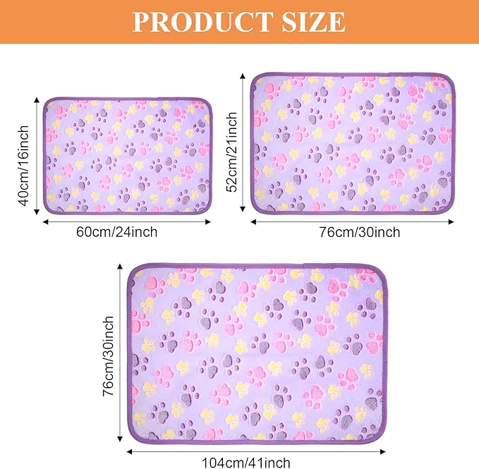 Tatuo 4 Pcs Dog Blanket for Pet Puppy Teething Toys Paw Print Fleece Blanket for Pet Cat Soft Warm Sleep Mat Guinea Pig Cage Mat(Medium(30 x 20.5 Inch),White, Coffee, Pink, Purple)