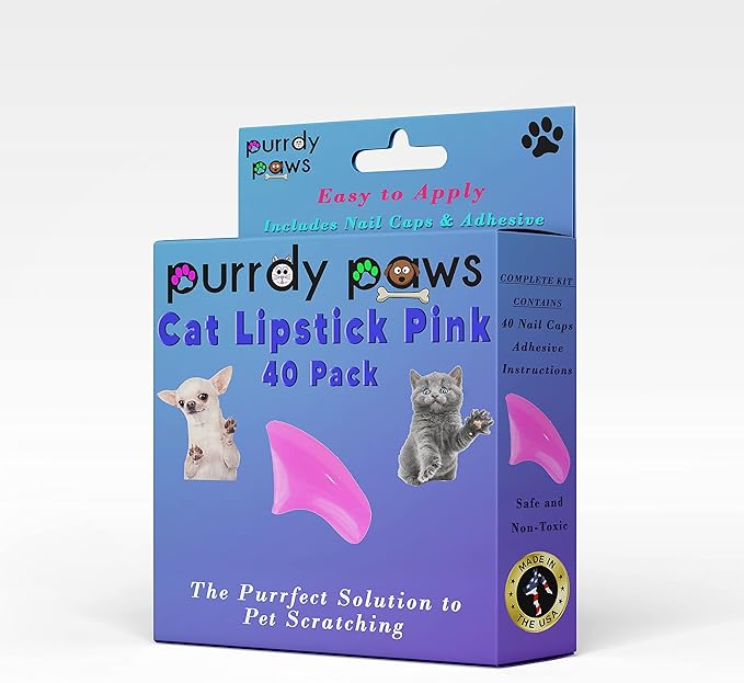40 Pack Soft Nail Caps for Cat Claws Lipstick Pink Kitten