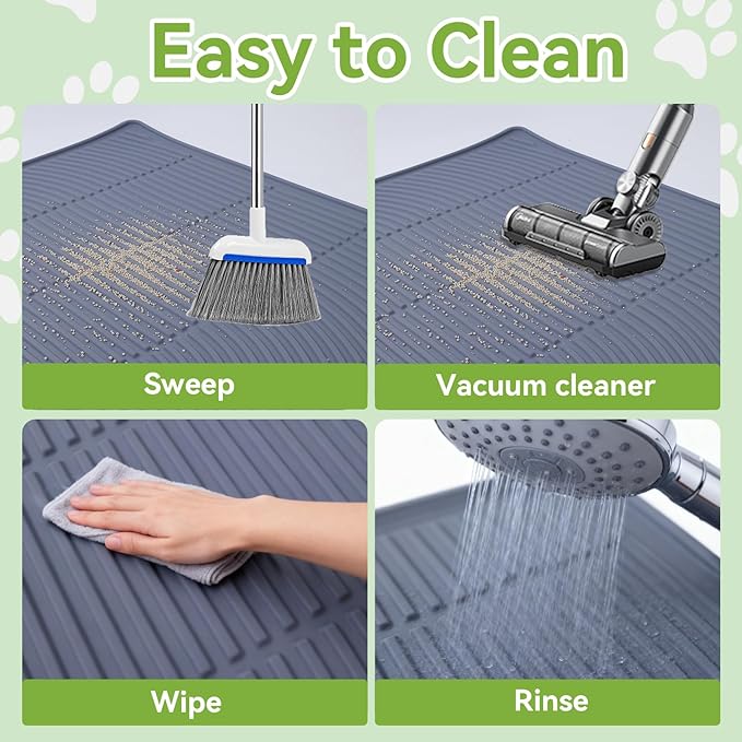 Large Silicone Cat Litter Mat 47" X 35",Cat Mat for Litter Box Anti-Slip,Cat Litter Trapping Mat, Non-Slip Kitty Litter Mat for Floor,Easy to Clean& Waterproof Cat Litter Pads