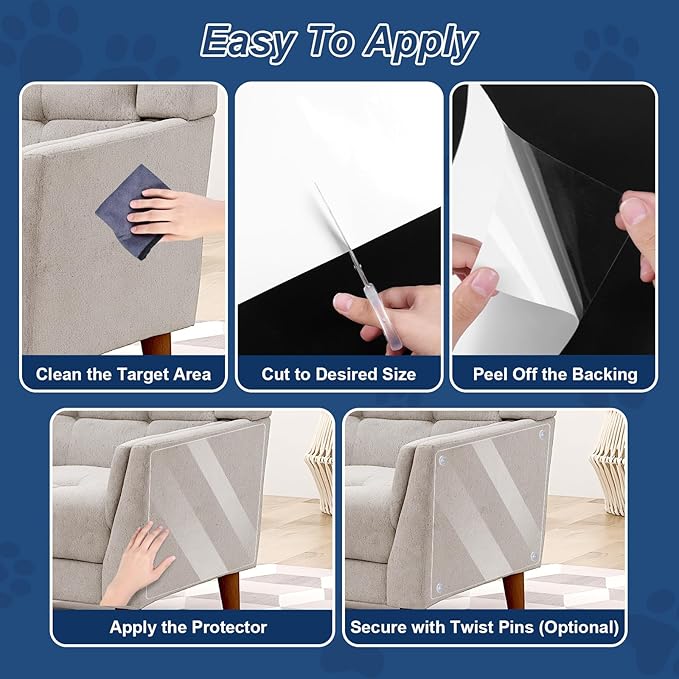 20 Pcs Cat Scratch Furniture Protector, Single-Sided Self Adhesive 17in Couch Protector from Cat Claws