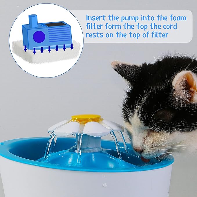 Zonon 30 Pcs Cat Water Fountain Filters, Pet Fountain Replacement Foam Filters, Compatible with Drinkwell Pet Fountains Filter Ceramic, Stainless Steel, Plastic, 360 Pets Water Fountains Filter Foam