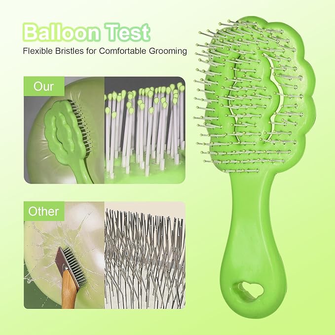 Cloud Shape Small Dog Grooming Brush - Soft Bristle Dog Brush - Ideal Gentle Puppy Hair Brushes for Maltese and Small Breeds- Perfect for Shih Tzus, Yorkies, and Maltipoos (Green)