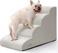 Dog Steps for Bed, 4 Step Pet Stairs for Small and Medium Dogs, Non-Slip Dog Ramp with Washable Cover, High-Density Support Foam for Easy Climbing,Light Grey