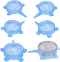 SLSON 6 Pack Pet Food Can Cover Stretchable 1 Fit 3 Universal Size Silicone Can Lids for Dog and Cat Food Can Blue