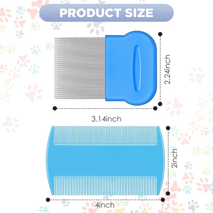 Maitys 8 Pieces Flea Lice Combs Double Sided Lice Cats Dogs and Nit Removal Hair Grooming Plastic and Metal Comb, Head Hair Comb for Pets and Humans(4 x 2 Inches, 2.24 x 2.24 Inches,Novel)