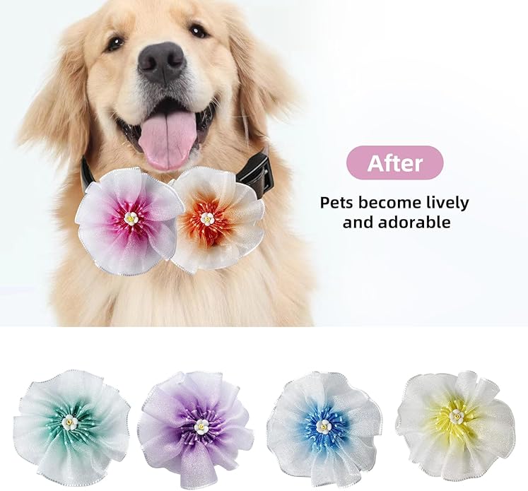 6Pcs Dog Collar Accessories, Floral Charms Decorations for Dogs and Cats