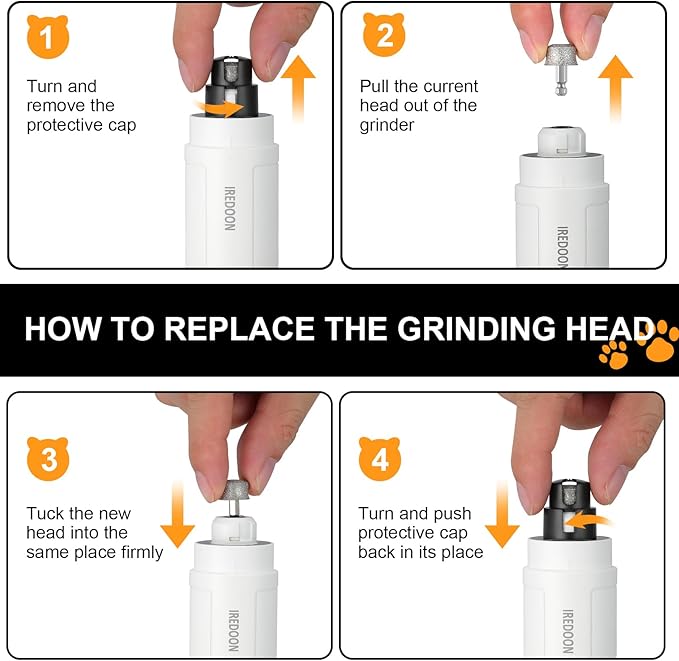 Dog Nail Grinder Replacement Head-Integrated Grinding Head for Casfuy and Most Brands, Highly Efficient, Safe and Durable (2pcs)