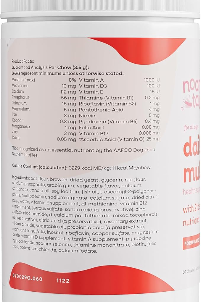 21-in-1 Dog Vitamins and Supplements with Glucosamine & Chondroitin, Natural Daily Multivitamin Chewable for Dogs, Puppy Vitamins Health-Skin-Immunity-Gut Digestion-Joint-Heart, 60 pcs
