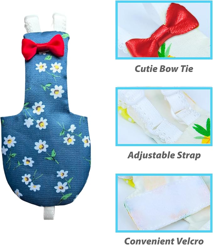 UKJENT Bird Diaper Protective Parrot Nappy 2 Pack, Reusable Flight Suit with Waterproof Inner Layer, Washable Cute Urine Wet Suit for Cockatiel Monk Parakeet Sun Parakeet Lory(S)