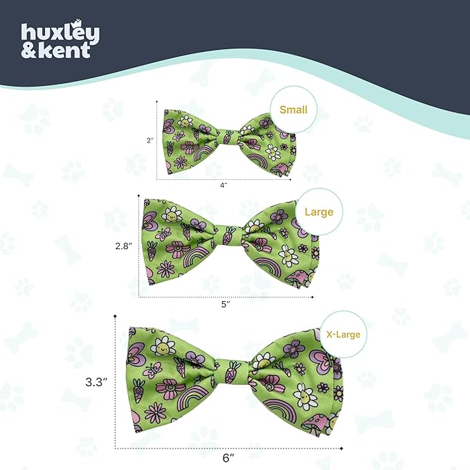 Huxley & Kent Pet Bow Tie for Dogs & Cats - Spring Theme Adjustable Hook & Loop Collar Accessory - Cute & Comfortable for Holidays & Celebrations - Everything Spring, Small