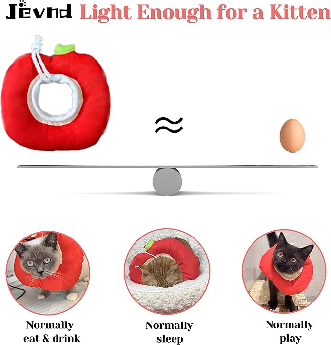 Kitten Cones After Surgery 0-6 Months, Donut Extra Small Kitten Cone Collar Soft to Stop Licking Neck, Elizabethan e Collar for Recovery, xs Small Cat Cone Spray, Pet Soft Cone for Cats Apple S