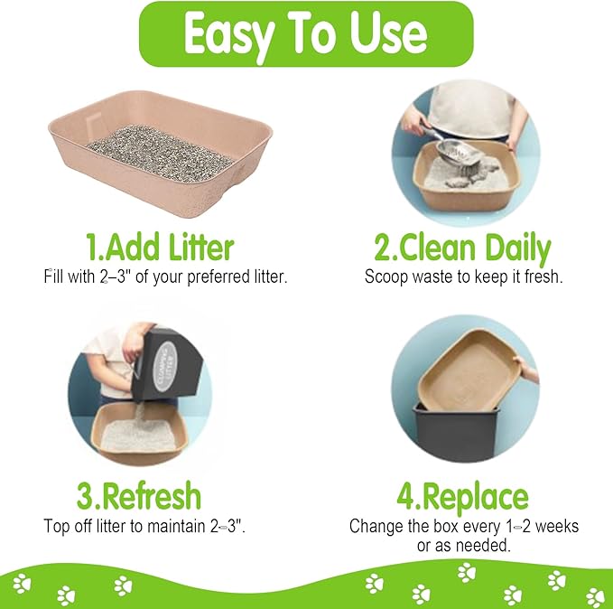 5 Pack Disposable Cat Litter Box, Travel Litter Box,Eco Friendly 100% Recycled Paper