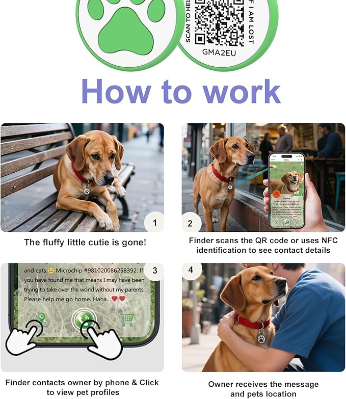WhoseID Personalized Dog Tag, Laser Engraving QR Code, Silicone Dog ID Tag, Pet Online Profile, Scan QR Code Send Location, Collar Harness Accessories (Medium to Large Breeds - 1.25", Green)