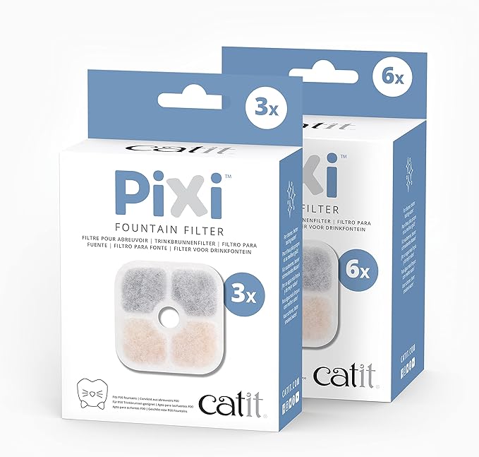 Catit PIXI Cat Drinking Fountain Original Filter, Official Replacement Triple Action Water Filter, 3-Pack, White