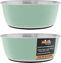 Master Pet Supply Stainless Steel Dog Bowls Set of 2 (64 Oz Each) with Non-Slip Rubber Base - Pistachio - Basic Dog Food Bowl Water & Food Bowls for Small Medium Large Dogs & Cats, Metal Dish