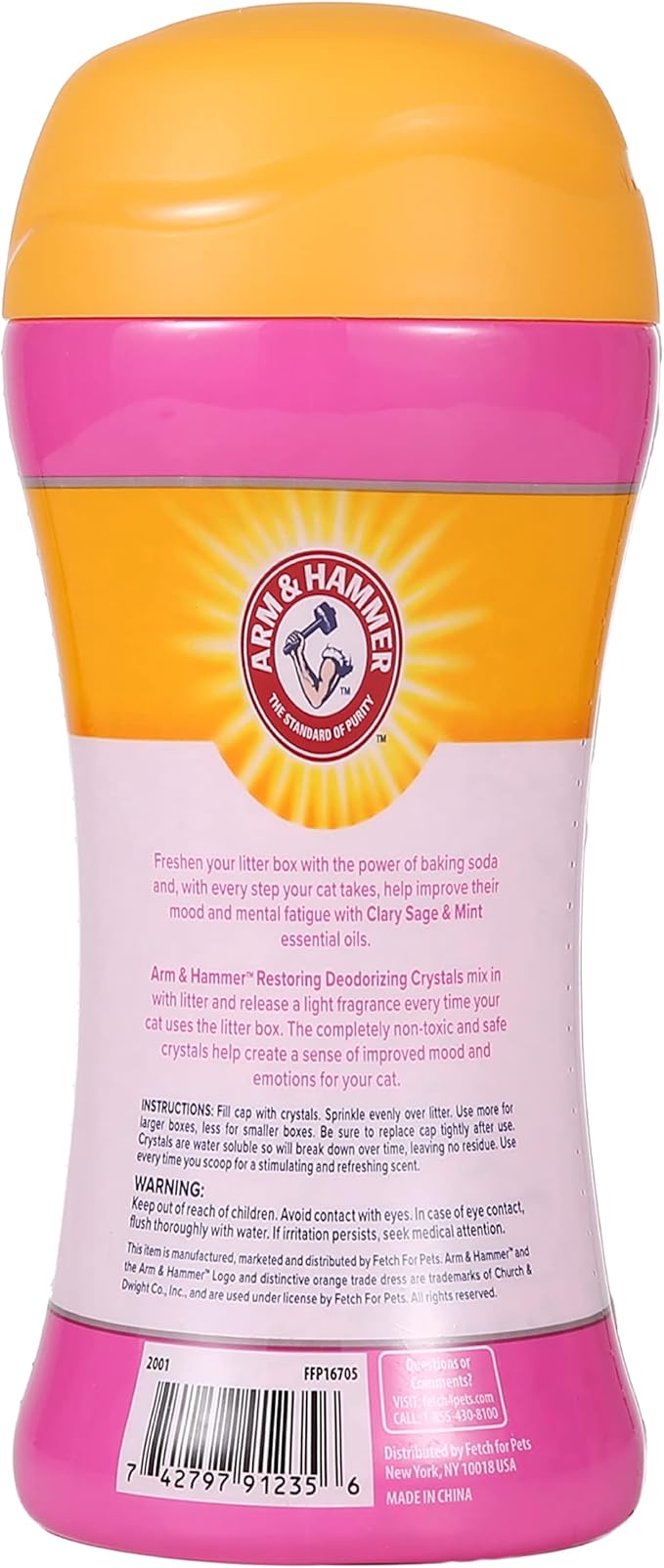 Arm & Hammer Restoring Cat Litter Box Deodorizing Crystals, Litter Deodorizer Additive to Help Absorb Odors and Restore Freshness Between Changes, Clary Sage & Mint Scent, 15 Oz - 2 Pack
