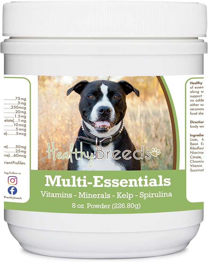 Healthy Breeds Pit Bull, Black, Multi-Essentials Powder for Dogs - an Ideal Supplement of Vitamins, Minerals & Antioxidants for Your Dog - 8 oz