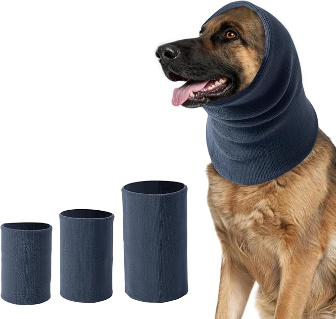 3Pack Dog Calming Hoodie for Small to Large Dogs High Elastic Pet Anxiety Relief Ear Wrap Cat Calming Collar Noise Reduce Protection for Fireworks,Thunder,Force Drying (Small+Medium+Large) (Grey)