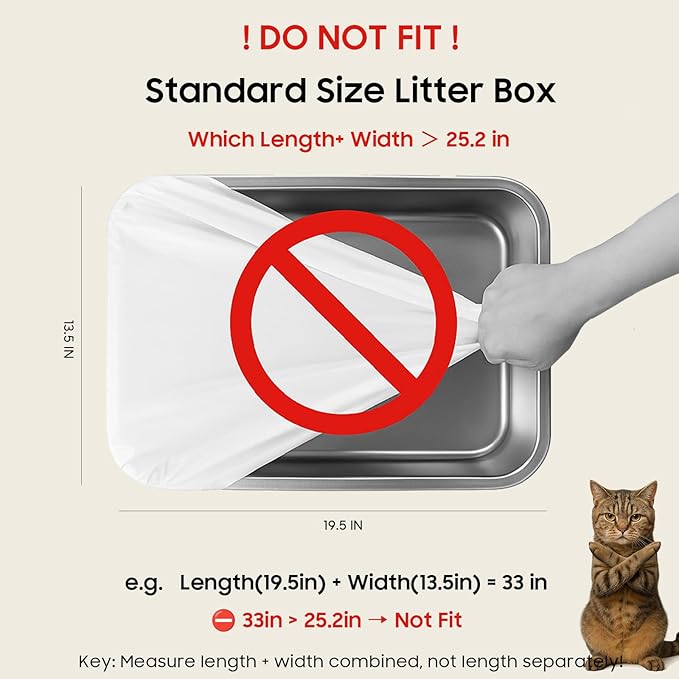 Cat Litter Box Robot 5/4/3 Waste Bags, 40 Pack Automatic Litter Box Bags, Thick Heavy Duty Cat Litter Box Liner Bags 25.2 X 15.7 IN