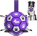 QDAN Dog Toys Soccer Ball with Straps - Dog Water Toy, Puppy Birthday Gifts, Durable Dog Balls for Small Medium Dogs （6 Inch）
