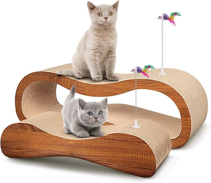 Simple Delxue 2 in 1 Cat Scratcher for Indoor Cats, Large Cardboard Cat Scratcher, 100% Recyclable&Reversible Scratching Pads Prevents Furniture Damage