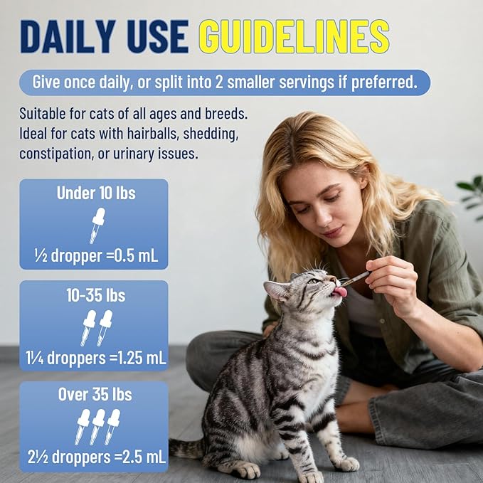 VICSOM Hairball Treatment for Cats, Cat Hairball Remedy for Cats Natural Eliminate and Prevent Hairball, Furball Control, Skin & Coat Care, Digestive Immune & Urinary Support, 60ml with Psyllium Husk