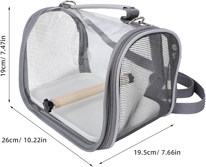 Abaodam Portable Small Bird Travel Cage with Wood Perch and Soft Mat, Handheld Pet Carrier Bag for Parakeet Conure Budgie, Lightweight Bird Carrier for Hiking and Vacation Trips