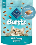Blue Buffalo Bursts Crunchy & Creamy Cat Treats, Great for Training, Savory Seafood, 5-oz Bag (Pack of 6)