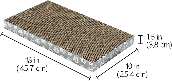 Kitty City Cat Scratcher– 2-Pack Durable Corrugated Cardboard Scratch Pads with Catnip – Double-Sided for Longer Use, Cat Claw Maintenance & Furniture Protection - Size: 10" x 18" - Grey & White