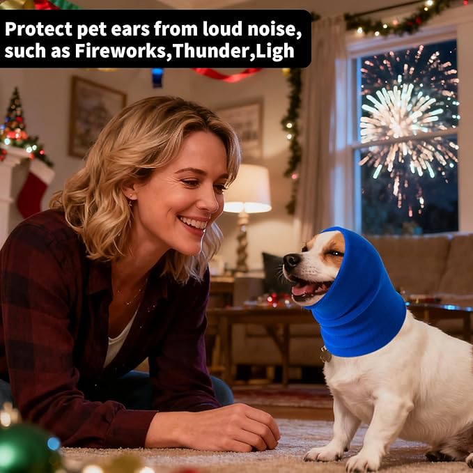 3Pack Dog Calming Hoodie for Small to Large Dogs High Elastic Pet Anxiety Relief Ear Wrap Cat Calming Collar Noise Reduce Protection for Fireworks,Thunder,Force Drying (Small+Medium+Large) (Blue)