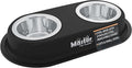 Master Pet Supply Double Dog Bowls Set with Elevated Base and 2 (8 oz) Stainless Steel Removable Dishes (Black Velvet) – Double Cat Food Water Bowl, Dog Puppy Food Bowl Set, Rust Resistant