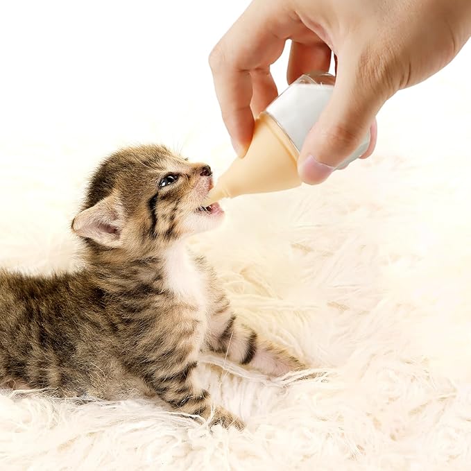 RockTech Ergonomic Kitten Bottle Feeding kit, Puppy Bottles for Nursing Puppy Milk -40ml Anti-Choking Slow Flow Nursing Bottle for Newborn Kittens/Puppies/Small Animals,Silicone Feeder(Yellow)