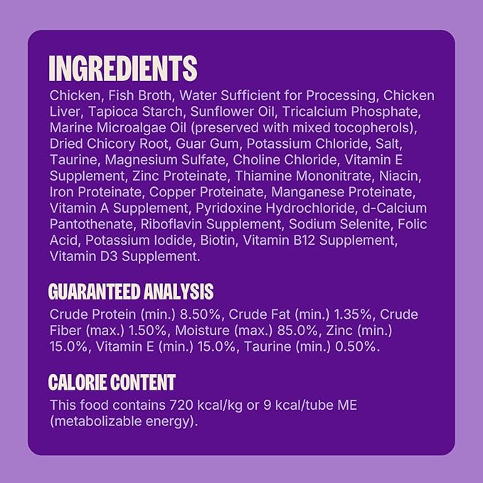 Wellness Lickable Soft Puree Cat Treats, All Lifestages, Kitten to Senior, Natural, Grain Free, Chicken Flavor, 0.4 oz, Pack of 6 Tubes