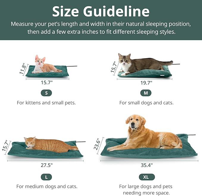 Outdoor Heated Cat Bed, Soft Pet Heating Pad with Steel-Wrapped Cord, Outside Pet Warmer for Feral Cats and Dogs, 19.7" x 15.7", 40 Watts