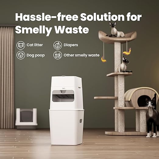 GKJ Cat Litter Trash Can | Litter Disposal Bin | Cat Litter Garbage Can Disposal System | Litter Box Trash Can | Includes 1 roll of 16 Easy Tear-Off Bags