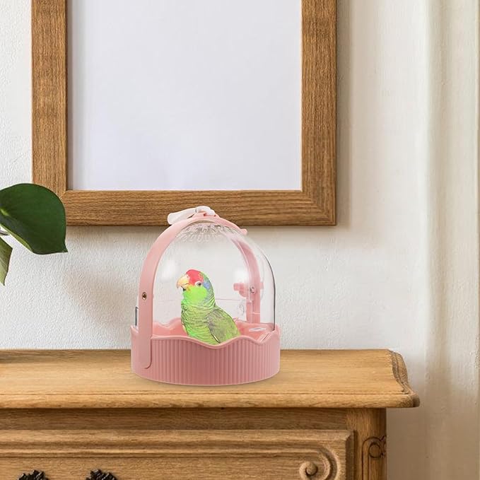 MERRYHAPY Parrot Travel Cage Outdoor Portable Bird Carrier with Large Ventilated Space Lightweight Breathable Travel Cage for Small to Medium Birds Pink