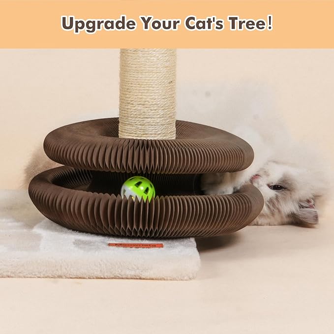 Kitty Kurlz Cat Scratching Toys for Indoor Cats - Magic Organ Interactive Cardboard Scratcher with 2 Bell Balls