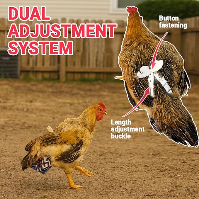 【3rd-Upgrade】 Reusable 3D Chicken Diapers for Indoor Chickens – Leak-Proof 3D Pouch with Replaceable Bag, Adjustable Straps & Cross-Back Design, Fit for Hens and Roosters(Plastic Bags not Included)