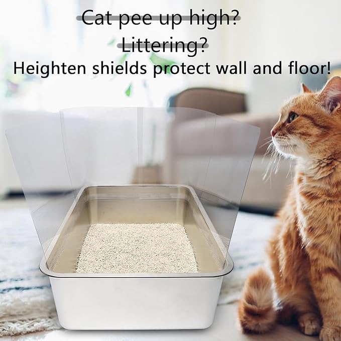 YOILES 6PCS Cat Litter Box Pee Shields,Transparent Easy Clean Splash Guard for Open Top Litter Pan 14.5×11.5in- Litter Box Not Included(6, Clear)