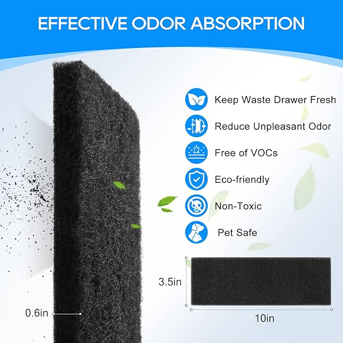 16PCS 2X Thicker Carbon Filters Compatible with Litter-Robot 3, 0.6'' Activated Carbon Litter Box Filter Compatible with Litter-Robot 3 Self Cleaning Cat Litter Box Filters Accessories