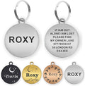 Personalized Dog & Cat Tags - Stainless Steel, Engraved on Both Sides (L Silver)